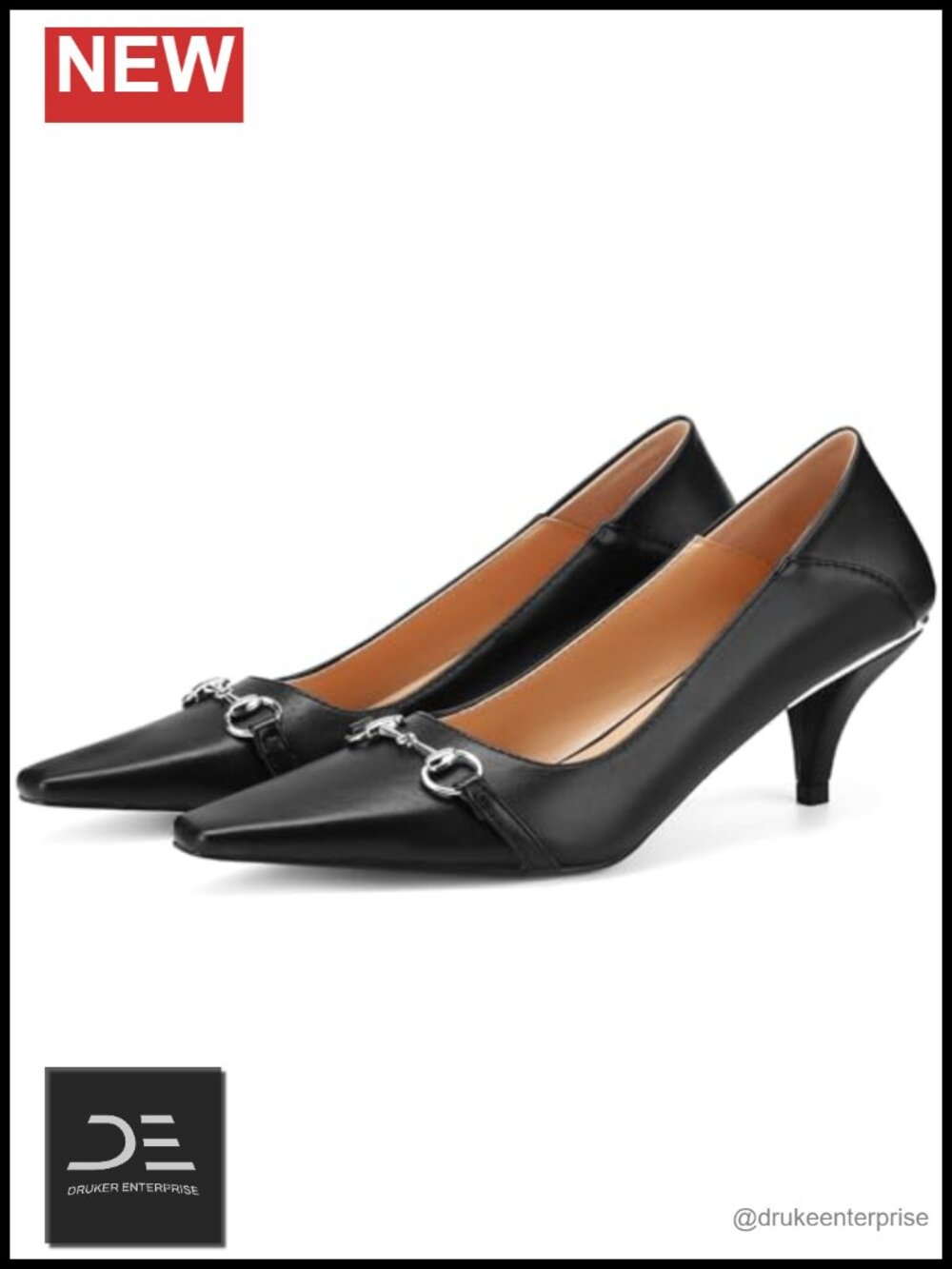 Women's Square Toe Kitten Heels Pumps Faux Leather Buckle Accent